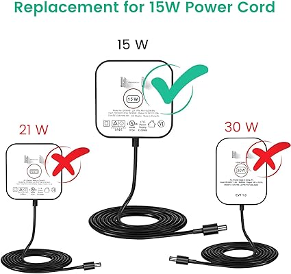 15W Power Cord Replacement for Alexa Echo Dot 3rd Gen / 4th Gen / 5th Gen, Echo Pop, Echo Show 5 2nd 15W Power Cord Replacement for Alexa Echo Dot 3rd Gen / 4th Gen / 5th Gen, Echo Pop, Echo Show 5 2nd