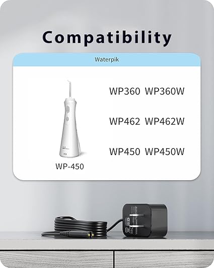 for Waterpik Replacement Charger, Compatible with Waterpik WP360 WP360W WP462 WP462W WP450 WP450W Wa for Waterpik Replacement Charger, Compatible with Waterpik WP360 WP360W WP462 WP462W WP450 WP450W Wa