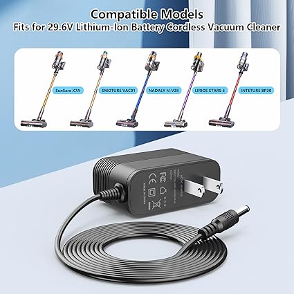 36V Charger for 29.6V Battery Cordless Vacuum Cleaner Replacement for SMOTURE, SunSare, NADALY, INTE 36V Charger for 29.6V Battery Cordless Vacuum Cleaner Replacement for SMOTURE, SunSare, NADALY, INTE