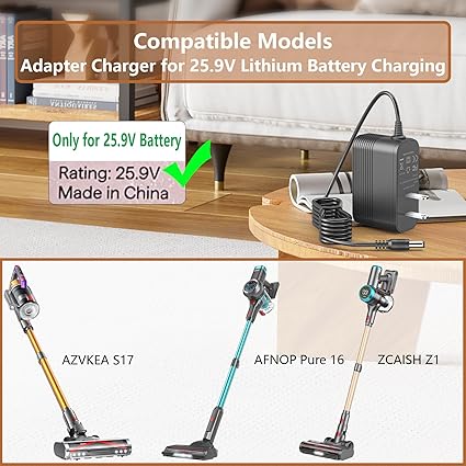 31V 0.5A Charger for 25.9V Battery Vacuum Cleaner Compatible with AZVKEA S17, ZCAISH Z1, AFNOP Pure 31V 0.5A Charger for 25.9V Battery Vacuum Cleaner Compatible with AZVKEA S17, ZCAISH Z1, AFNOP Pure