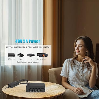 for Fosi Audio Power Supply Adapter, 48V 5A, Compatible with BT20A Pro, TB10D, V3, ZA3 Amplifiers C for Fosi Audio Power Supply Adapter, 48V 5A, Compatible with BT20A Pro, TB10D, V3, ZA3 Amplifiers C