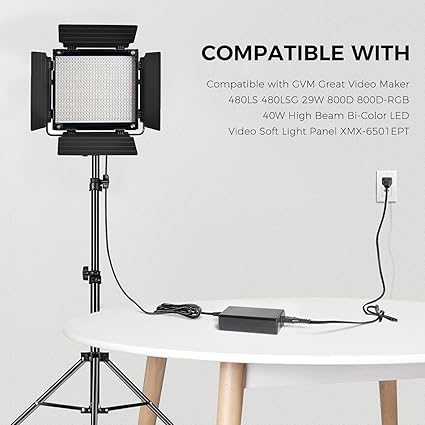 15V 4A 3A Video Light Power Cord Adapter Compatible with GVM Great Videq Maker DC-625-1530 DC6251530 15V 4A 3A Video Light Power Cord Adapter Compatible with GVM Great Videq Maker DC-625-1530 DC6251530