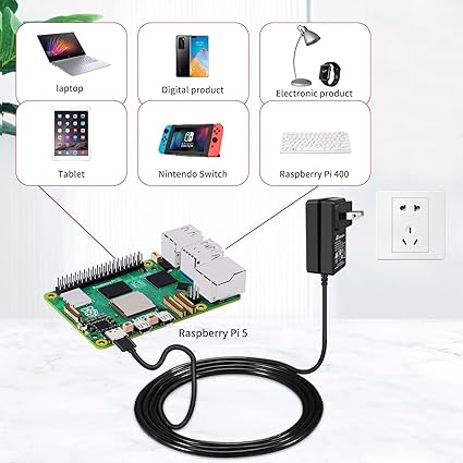 27W Power Supply for Raspberry Pi 5, PD Adapter USB C 5.1V 5A Power Adapter for Raspberry Pi 5 8GB 4 27W Power Supply for Raspberry Pi 5, PD Adapter USB C 5.1V 5A Power Adapter for Raspberry Pi 5 8GB 4