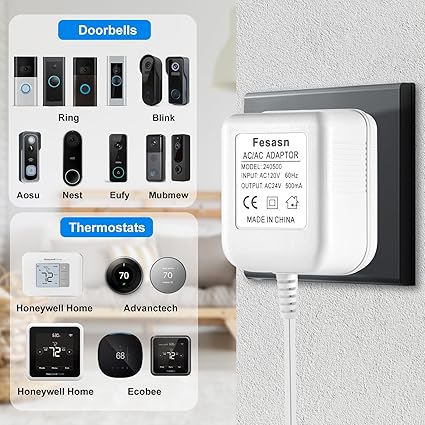 24V AC Power Supply, C Wire Adapter for Smart Thermostat, Fits for Nest Hello August Ring Door Bell 24V AC Power Supply, C Wire Adapter for Smart Thermostat, Fits for Nest Hello August Ring Door Bell